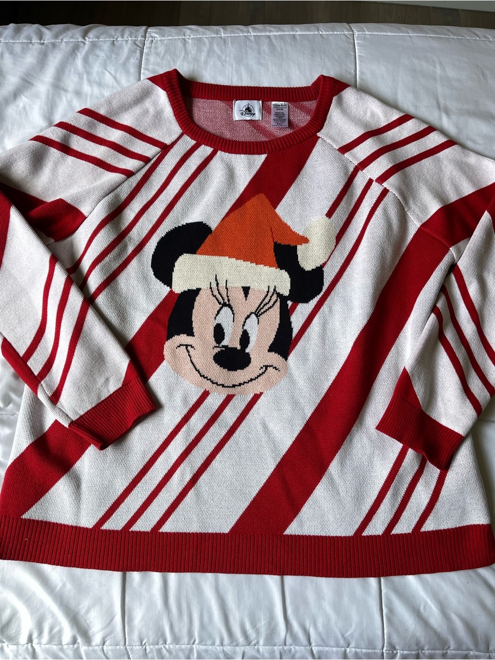 Walt Disney world Minnie Christmas candy cane striped sweater size XL